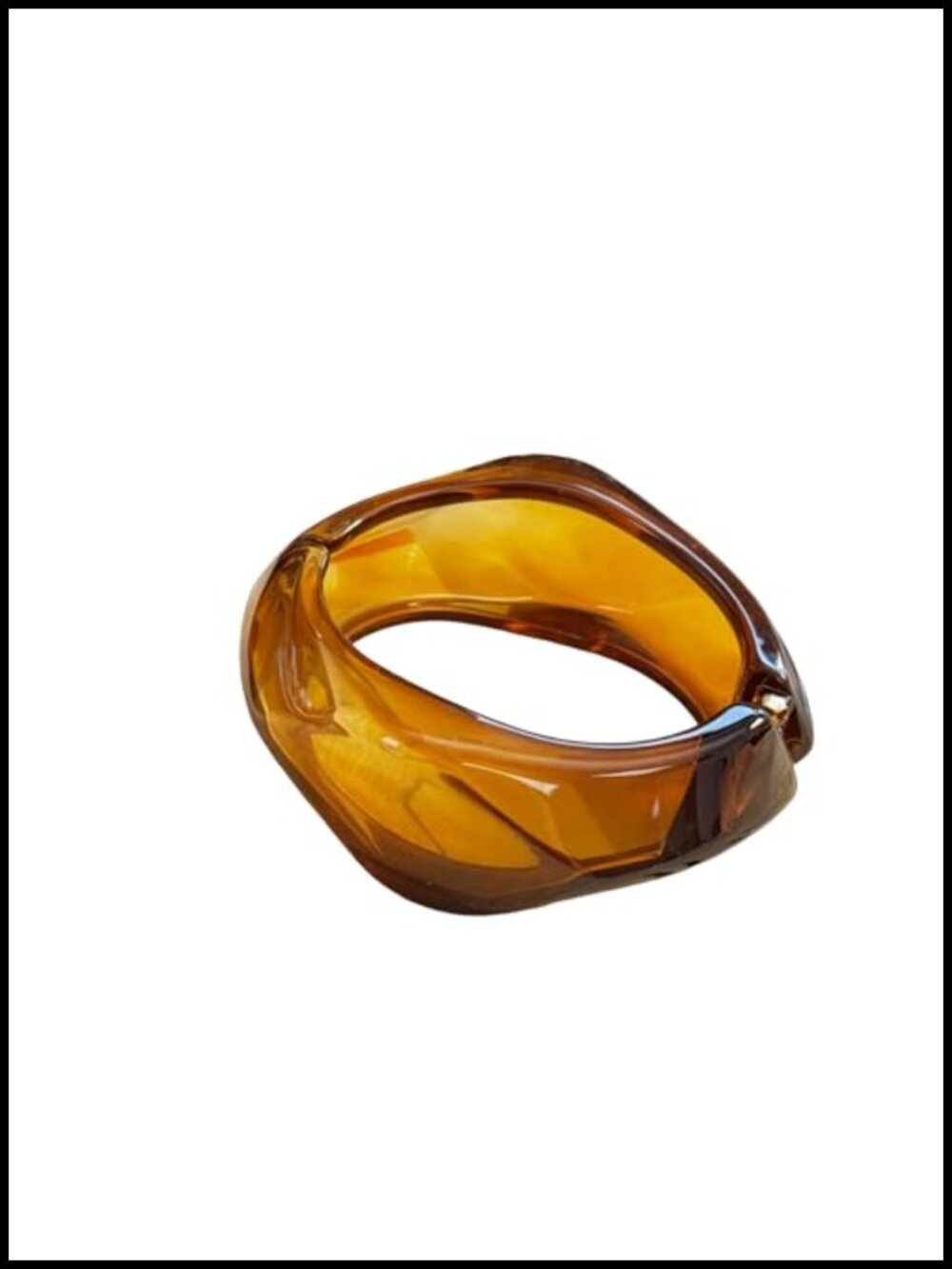 Chunky Irregular Open Cuff Bracelet, Geometric Resin/Metal Hinged Statement